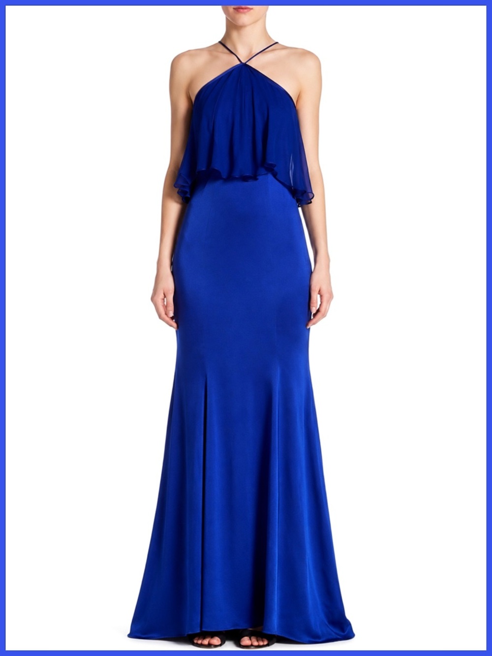 Theia Silk Blend Sapphire Cobalt Blue Gown | Dress